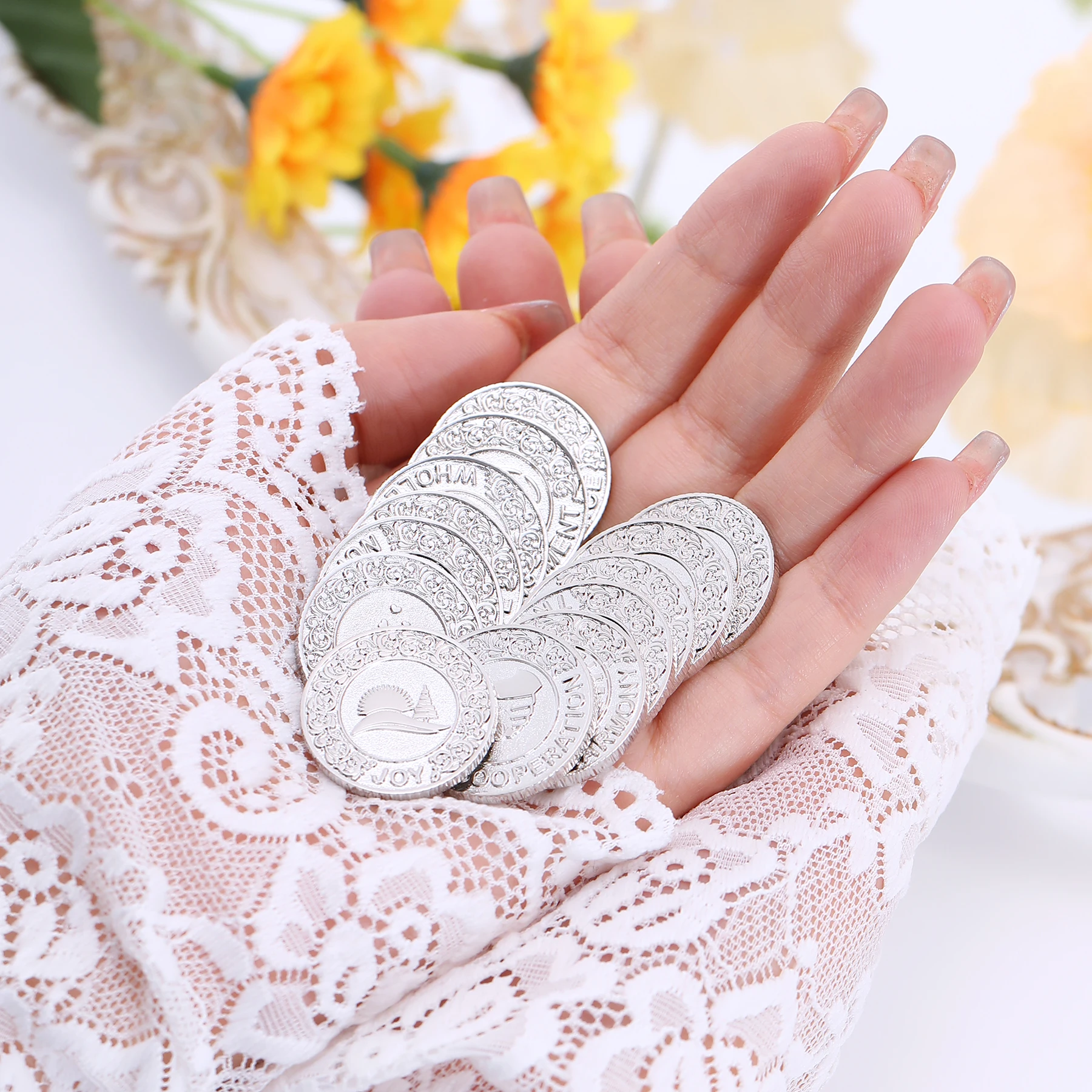 Wedding Unity Coins 13 English Words Las Arras para Boda Catolica, Wedding Unity Coins Set with Heart Box,for Wedding Ceremony
Wedding Unity Coins 13 English Words Las Arras para Boda Catolica, Wedding Unity Coins Set with Heart Box,for Wedding Ceremony