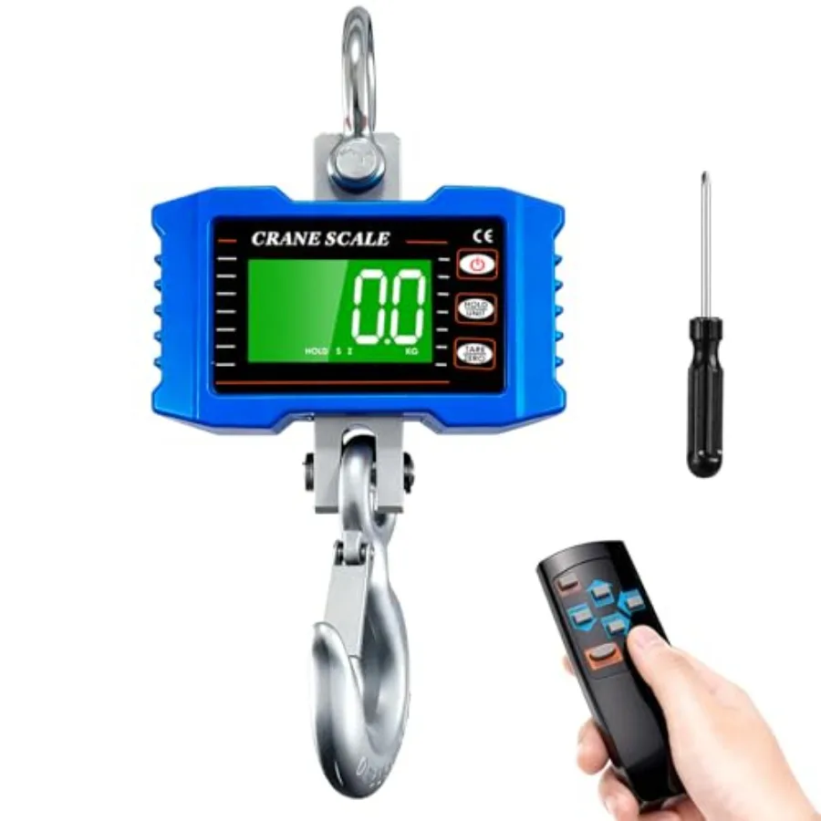 Industrial crane scale for market farm factory use, steel construction, black color, 2200lb/1000kg capacity with remote control
Industrial crane scale for market farm factory use, steel construction, black color, 2200lb/1000kg capacity with remote control