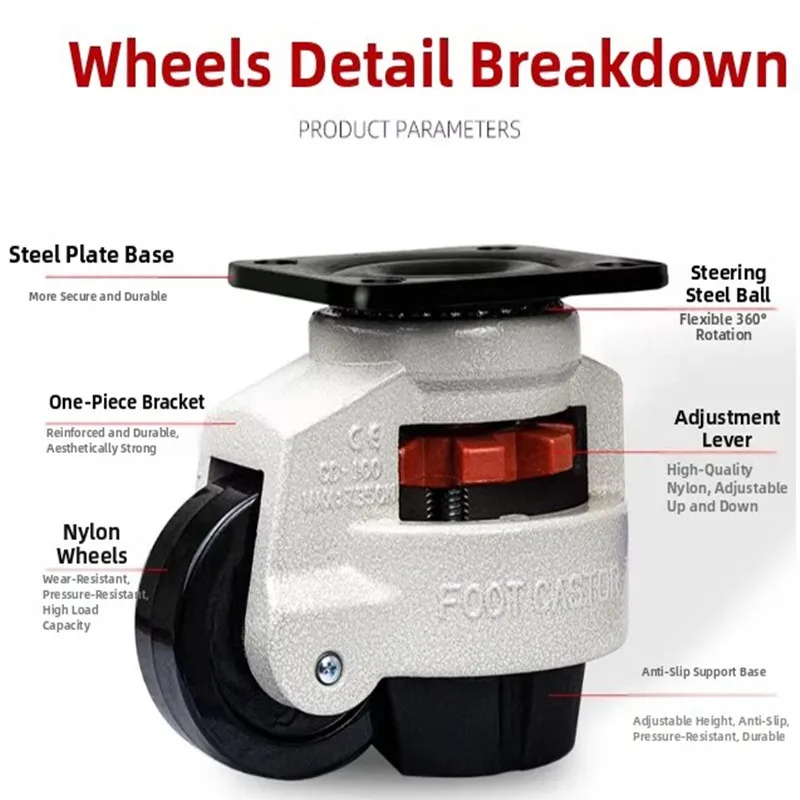 GD-40FLeveling Machine Caster, Top Plate Leveling Wheel With Retractable NBR Pad For Workbench Table, Electric Equipment,Vending
GD-40FLeveling Machine Caster, Top Plate Leveling Wheel With Retractable NBR Pad For Workbench Table, Electric Equipment,Vending