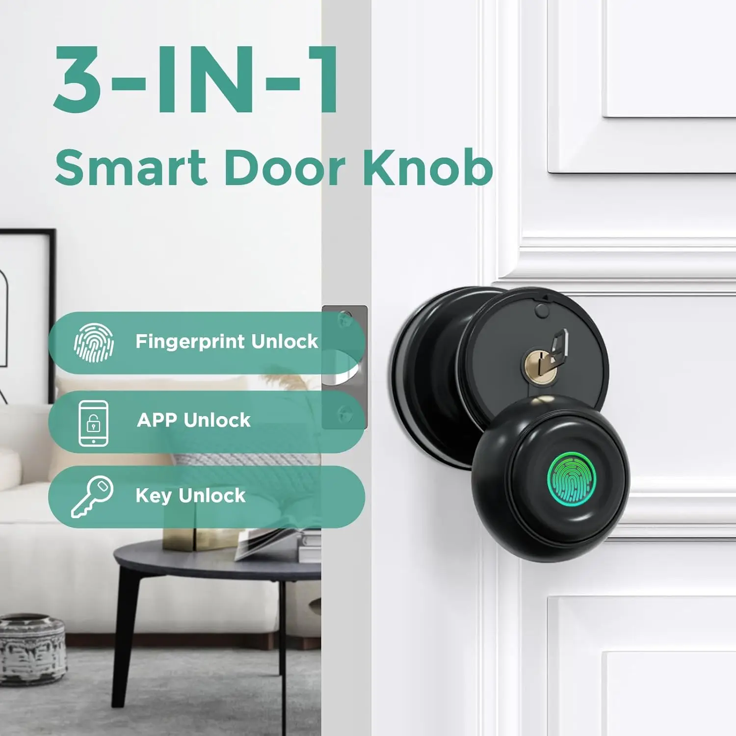 CIEPOJIT Smart Door Knob Fingerprint Door Lock With TTLOCK SMART APP Control (Battery Not Included)
CIEPOJIT Smart Door Knob Fingerprint Door Lock With TTLOCK SMART APP Control (Battery Not Included)