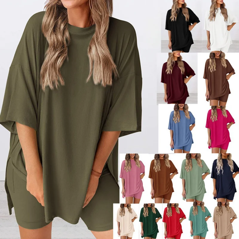 SURI Summer Solid Color Pajama Set for Women Loose Slimming Casual Style Home and Outdoor Wear Two Piece Suit Pijama Mujer
SURI Summer Solid Color Pajama Set for Women Loose Slimming Casual Style Home and Outdoor Wear Two Piece Suit Pijama Mujer