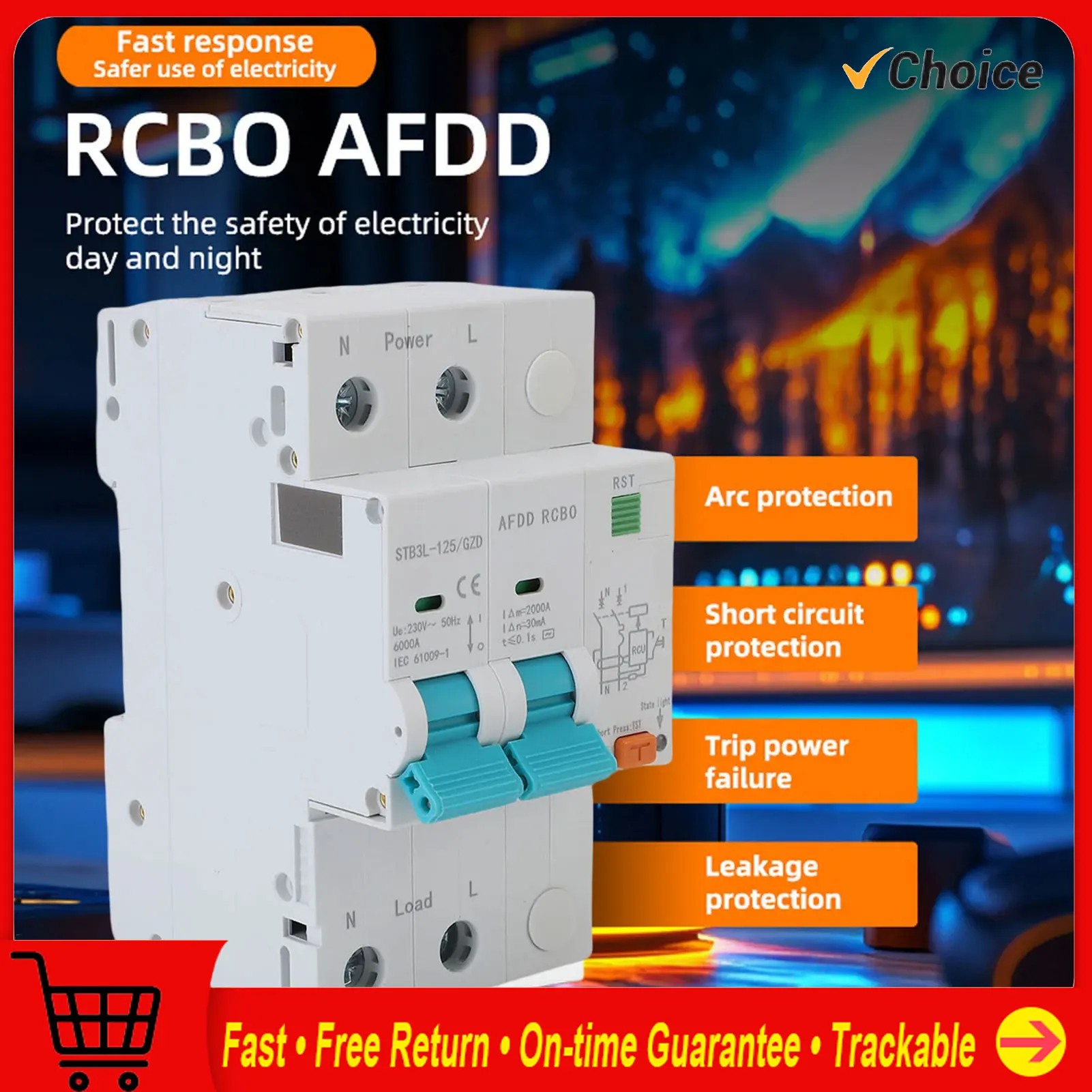 AFDD Устройство защиты дуговых неисправностей 2P RCBO RCCB Автоматический выключатель Прерывная перегрузка Утечка на землю Защита от короткого замыкания
AFDD Устройство защиты дуговых неисправностей 2P RCBO RCCB Автоматический выключатель Прерывная перегрузка Утечка на землю Защита от короткого замыкания