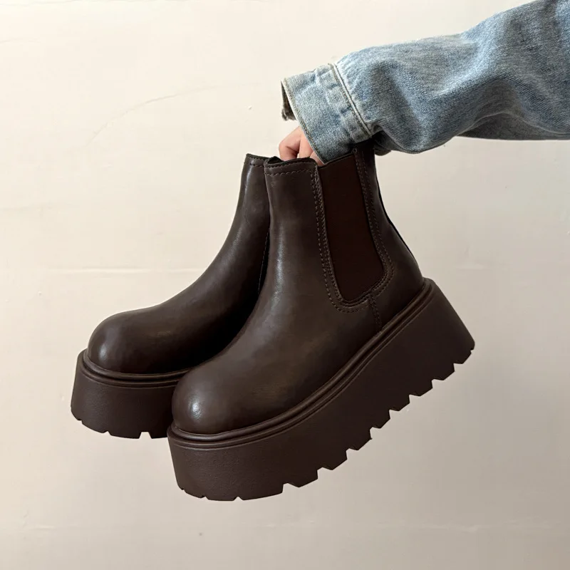 Platform Height Increase Women Ankle Boots Female Round Toe Slip On Shoes Street Style Chelsea Botas Mujer
Platform Height Increase Women Ankle Boots Female Round Toe Slip On Shoes Street Style Chelsea Botas Mujer
