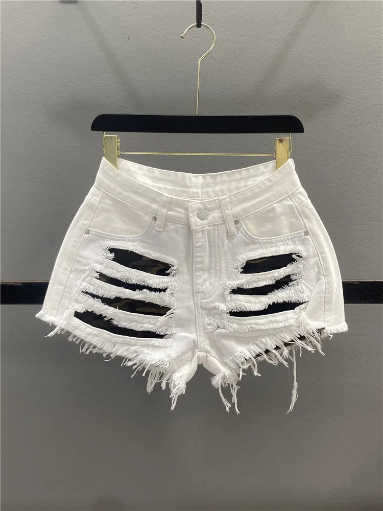 Retro American Hole Denim Shorts Women Summer New Style Slimming Hot Pants Wide Leg Pants Frayed Casual Jeans
Retro American Hole Denim Shorts Women Summer New Style Slimming Hot Pants Wide Leg Pants Frayed Casual Jeans