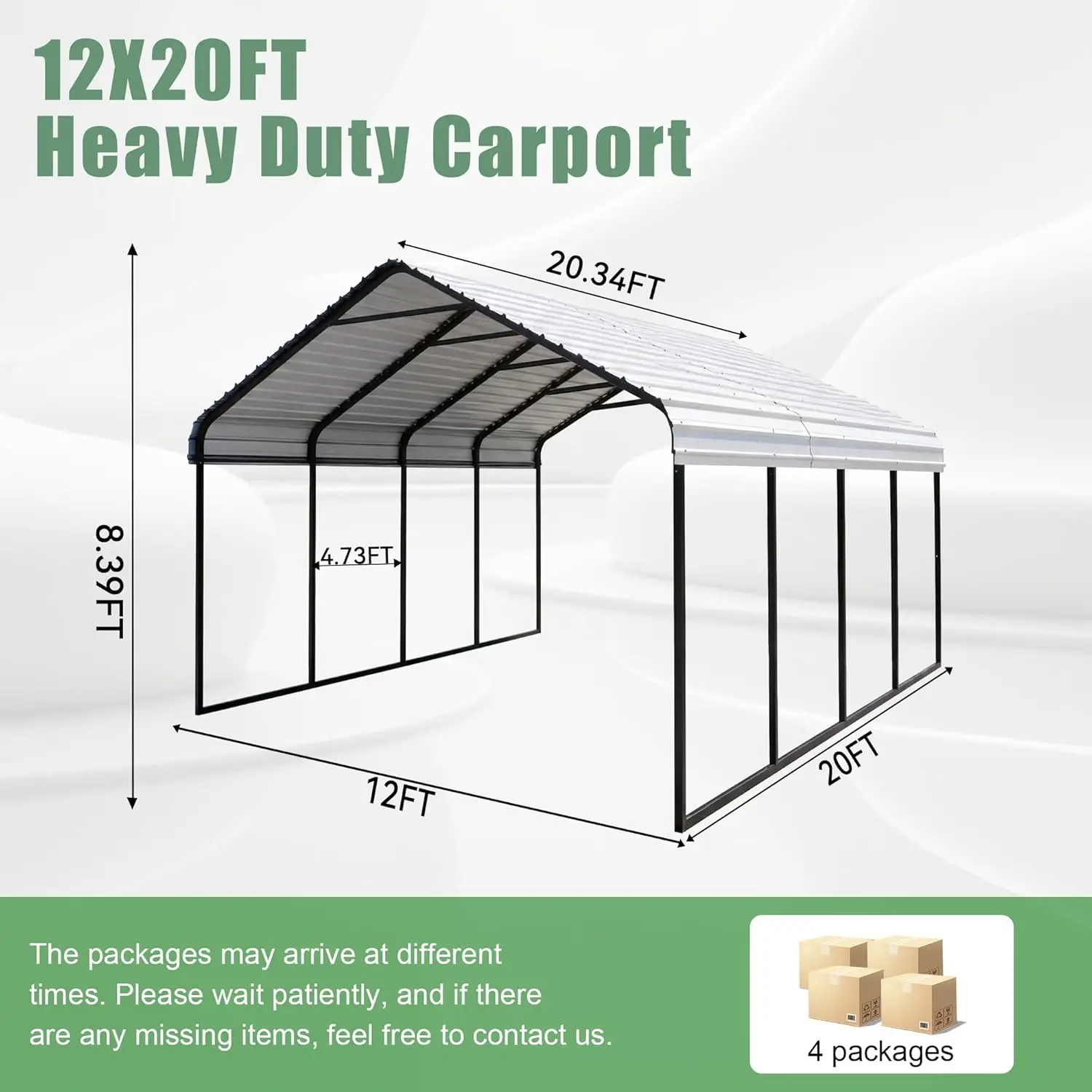 12x20 Carport Heavy Duty Galvanized Steel Garage,All Weather Protection 2 Car Shelter, Metal Carport Kit for SUV Truck, Custom
12x20 Carport Heavy Duty Galvanized Steel Garage,All Weather Protection 2 Car Shelter, Metal Carport Kit for SUV Truck, Custom