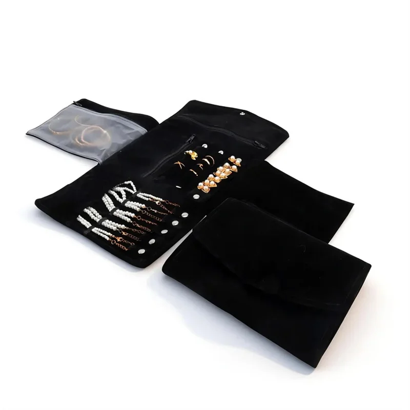 Tri-fold Gray-Black All-Black Square Roll-Up Jewelry Organizer Portable Jewelry Roll-Up Case Dust-Proof and Oxidation-Resistant
Tri-fold Gray-Black All-Black Square Roll-Up Jewelry Organizer Portable Jewelry Roll-Up Case Dust-Proof and Oxidation-Resistant