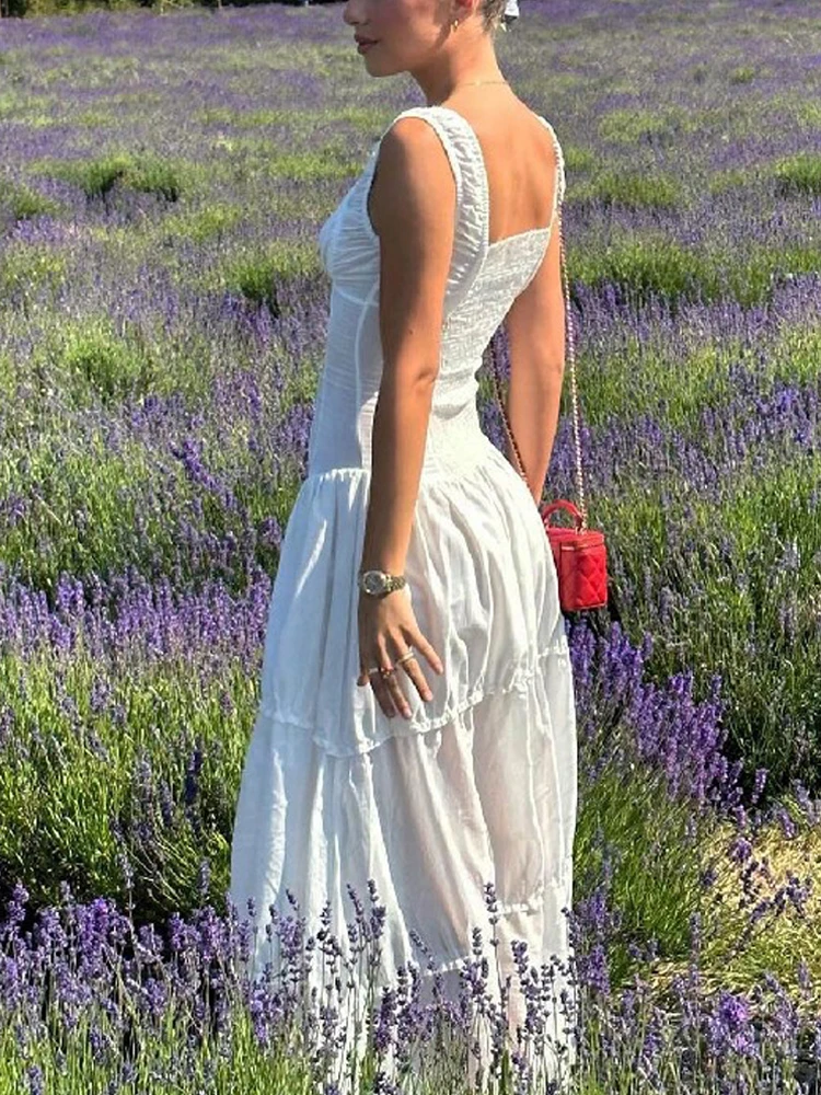 White Maxi Dress Woman Sexy Lace Up Dresses Female Holiday Pleated Square Collar Dress Ladies Elegant Sleeveless Long Vestido
White Maxi Dress Woman Sexy Lace Up Dresses Female Holiday Pleated Square Collar Dress Ladies Elegant Sleeveless Long Vestido
