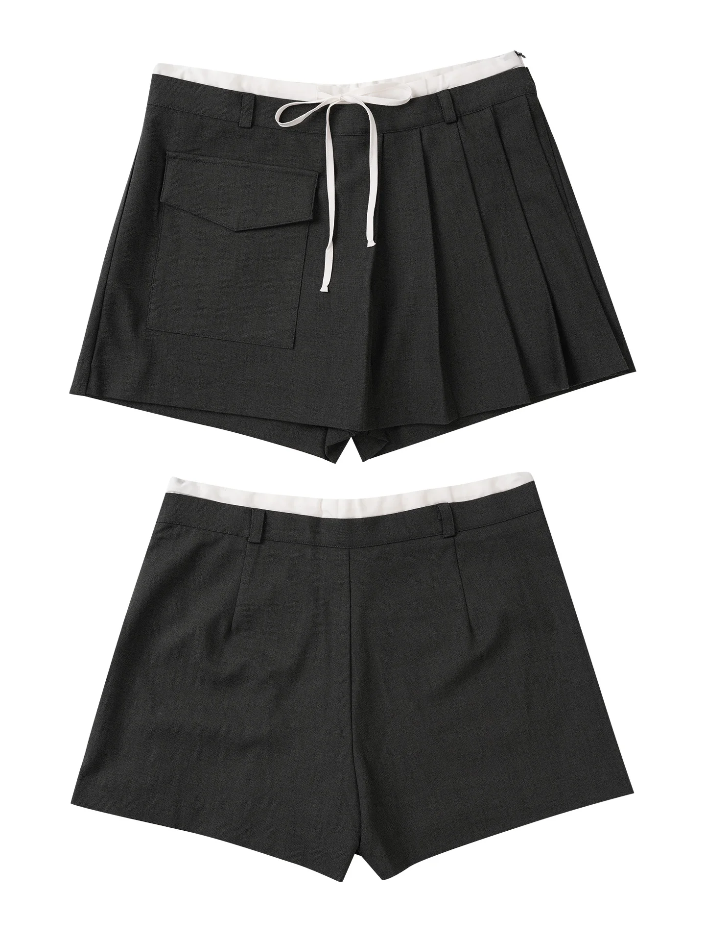 Korean Style Dongdaemun College Wind Drawstring Pocket Pleated Short Pants Women Slimming Casual Skirt Pants High Waist Wide Leg
Korean Style Dongdaemun College Wind Drawstring Pocket Pleated Short Pants Women Slimming Casual Skirt Pants High Waist Wide Leg