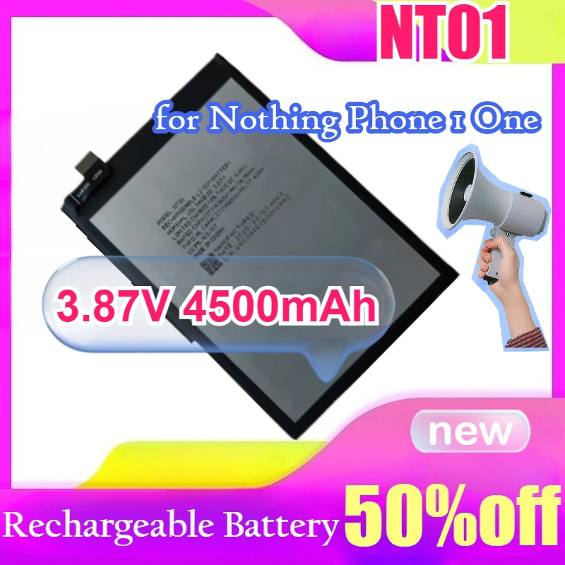 NT01 3.87V 4500mAh for Nothing Phone 1 One High-Capacity Replacement Mobile Phone Battery
NT01 3.87V 4500mAh for Nothing Phone 1 One High-Capacity Replacement Mobile Phone Battery