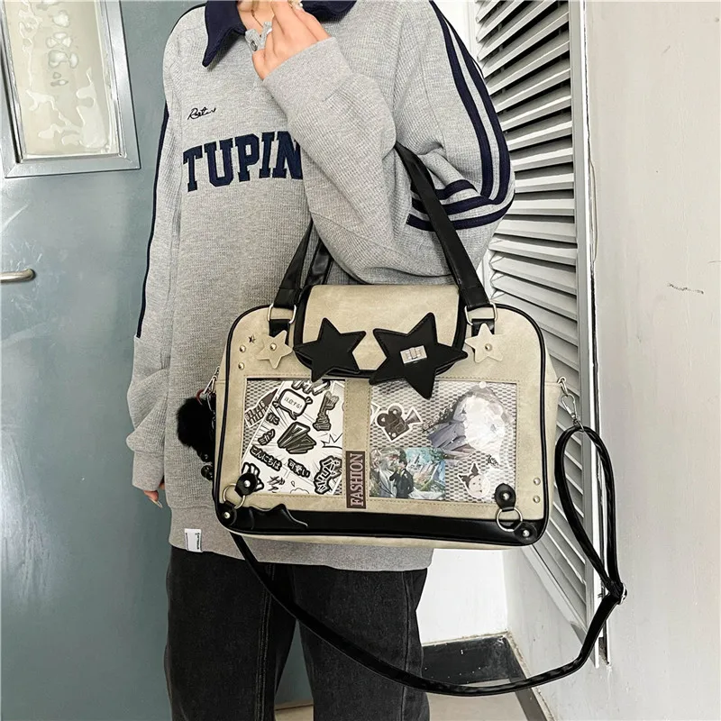 Xiuya Y2k модная сумка Ita для женщин большая вместимость Lolita Jk повседневная сумка на плечо прозрачная сумка в студенческом стиле Harajuku новая сумка
Xiuya Y2k модная сумка Ita для женщин большая вместимость Lolita Jk повседневная сумка на плечо прозрачная сумка в студенческом стиле Harajuku новая сумка