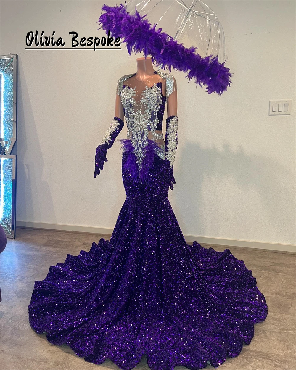 Purple Sequin Prom Dresses Gloves Beads Crystal Tassels Sequin Feathers Mermaid 2025 Birthday Luxury Dress Black Girl Customized
Purple Sequin Prom Dresses Gloves Beads Crystal Tassels Sequin Feathers Mermaid 2025 Birthday Luxury Dress Black Girl Customized