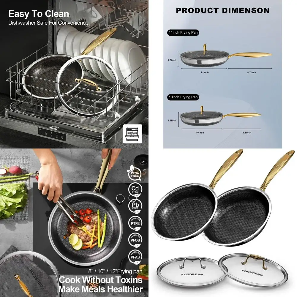 11 Non-Stick Frying Pan, Stainless Steel Skillet with Lid, Tri-Ply Construction, Suitable for All Cooktops, Dishwasher and Oven-
11 Non-Stick Frying Pan, Stainless Steel Skillet with Lid, Tri-Ply Construction, Suitable for All Cooktops, Dishwasher and Oven-