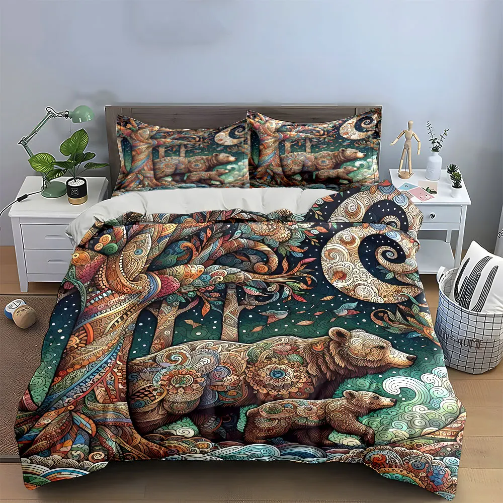 Forest Bear Decorative Set Bedding Set with 1 Duvet Cover 2 Pillowcases Single Double King Queen, Gift
Forest Bear Decorative Set Bedding Set with 1 Duvet Cover 2 Pillowcases Single Double King Queen, Gift