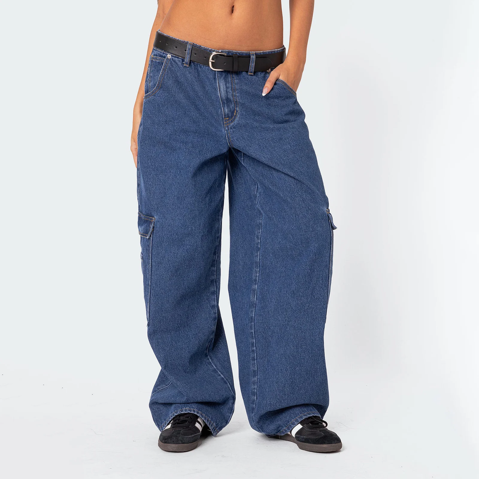 Women Spring Summer Denim Pants Solid Color Wide Leg Trousers with Multi Pockets
Women Spring Summer Denim Pants Solid Color Wide Leg Trousers with Multi Pockets