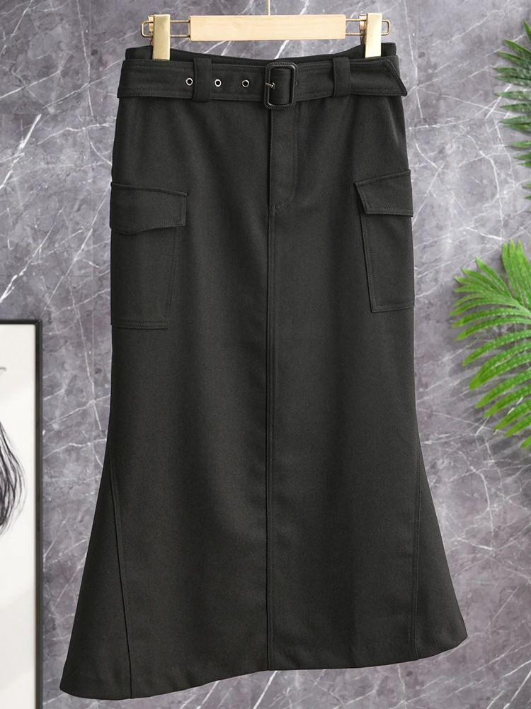 Elegant High Waist Midi Skirt with Pockets Fish Tail Slit Comfortable Black Polyester Workwear Style Women's Fashion Spring A...
Elegant High Waist Midi Skirt with Pockets Fish Tail Slit Comfortable Black Polyester Workwear Style Women's Fashion Spring A...