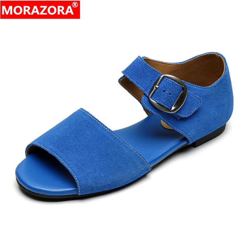 MORAZORA, Новое поступление 2025, замшевые женские сандалии из натуральной кожи, синие, черные сандалии ручной работы на плоской подошве с пряжкой, летние повседневные модельные туфли 
MORAZORA, Новое поступление 2025, замшевые женские сандалии из натуральной кожи, синие, черные сандалии ручной работы на плоской подошве с пряжкой, летние повседневные модельные туфли