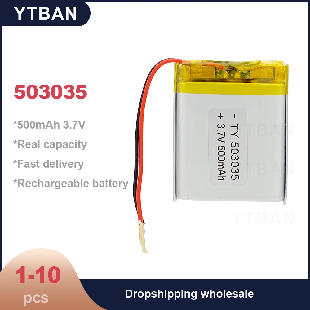 1-10PCS 503035 3.7V 500mAh Long-lasting Rechargeable Polymer Li-ion Battery for DVD Navigation GPS Medical Equipment Coal Miner
1-10PCS 503035 3.7V 500mAh Long-lasting Rechargeable Polymer Li-ion Battery for DVD Navigation GPS Medical Equipment Coal Miner