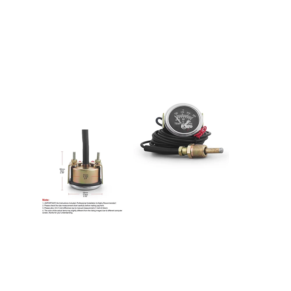 52mm 2" Mechanical Water Temperature Gauge 12V Manual Alarm Yellow Backlight 1/2 NPT Temp Sensor For Car Engine Monitoring
52mm 2" Mechanical Water Temperature Gauge 12V Manual Alarm Yellow Backlight 1/2 NPT Temp Sensor For Car Engine Monitoring