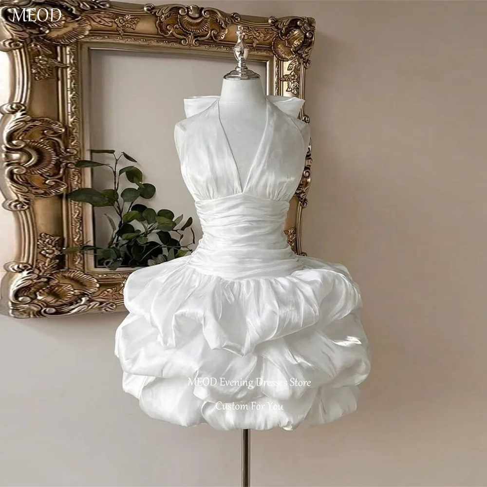 MEOD White Satin Short Wedding Dresses V Neck Bow Vestido Noiva Elegant Sleeveless Backless Mini Wedding Gown Customized
MEOD White Satin Short Wedding Dresses V Neck Bow Vestido Noiva Elegant Sleeveless Backless Mini Wedding Gown Customized