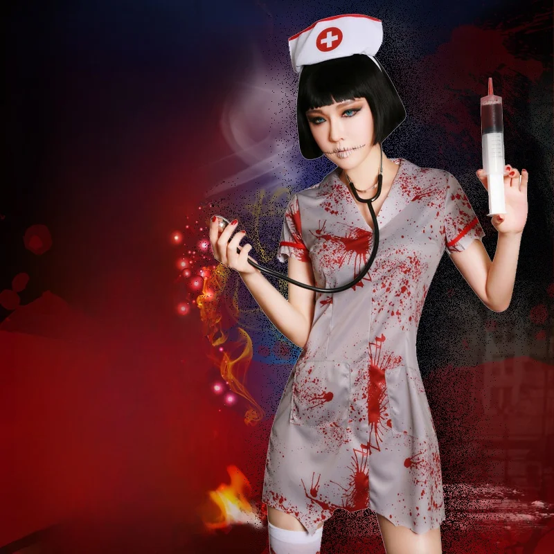 Adult Halloween Costume Women's Cosplay Horror Blood Nurse Doctor Princess Skirt Costume Polyester Fiber 100% Stage Costume
Adult Halloween Costume Women's Cosplay Horror Blood Nurse Doctor Princess Skirt Costume Polyester Fiber 100% Stage Costume