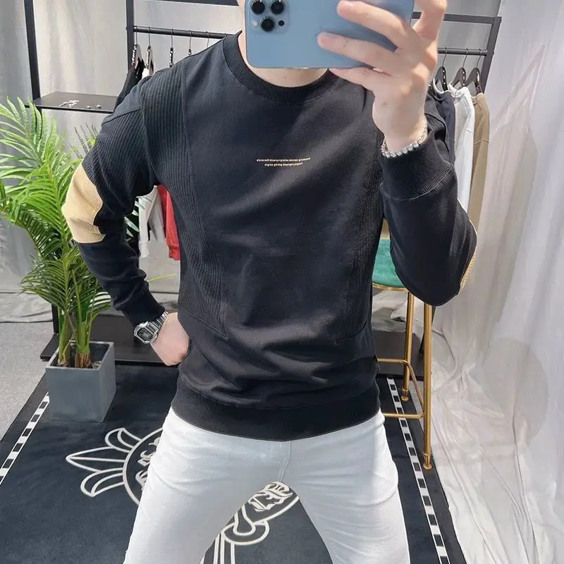 Мужская футболка с длинным рукавом, повседневный лоскутный стильный пуловер с круглым вырезом
Мужская футболка с длинным рукавом, повседневный лоскутный стильный пуловер с круглым вырезом