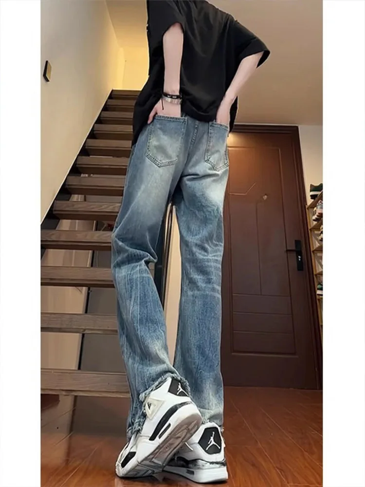 Light Blue Waed Lightning Pattern Men's Jeans High Waist Straight Leg Micro Flared Pants Youthful American Vibe Wear Resistant
Light Blue Waed Lightning Pattern Men's Jeans High Waist Straight Leg Micro Flared Pants Youthful American Vibe Wear Resistant