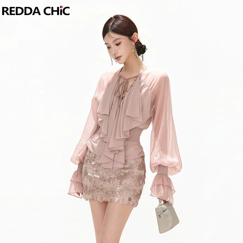 REDDACHiC Pretty Elegant Chiffon Shirt Skirt Set Office Lantern Sleeves V-neck Blouse Sequined Mini Bodycon Summer Women Clothes
REDDACHiC Pretty Elegant Chiffon Shirt Skirt Set Office Lantern Sleeves V-neck Blouse Sequined Mini Bodycon Summer Women Clothes