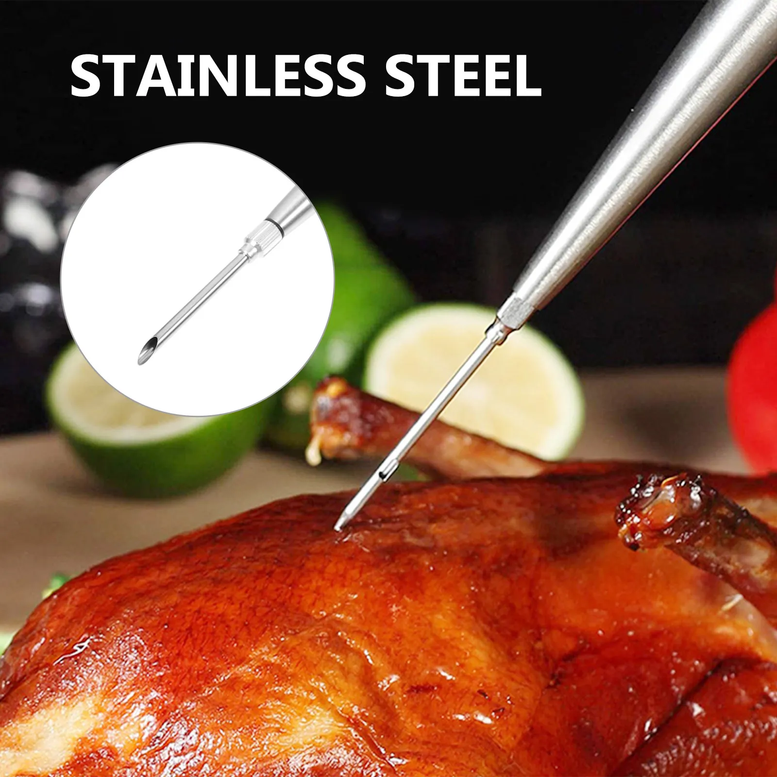 1Set Turkey Injector Needle Stainless Steel Meat Flavor Injector for Roasting Grilled Food Kitchen Condiment Injection Tool
1Set Turkey Injector Needle Stainless Steel Meat Flavor Injector for Roasting Grilled Food Kitchen Condiment Injection Tool