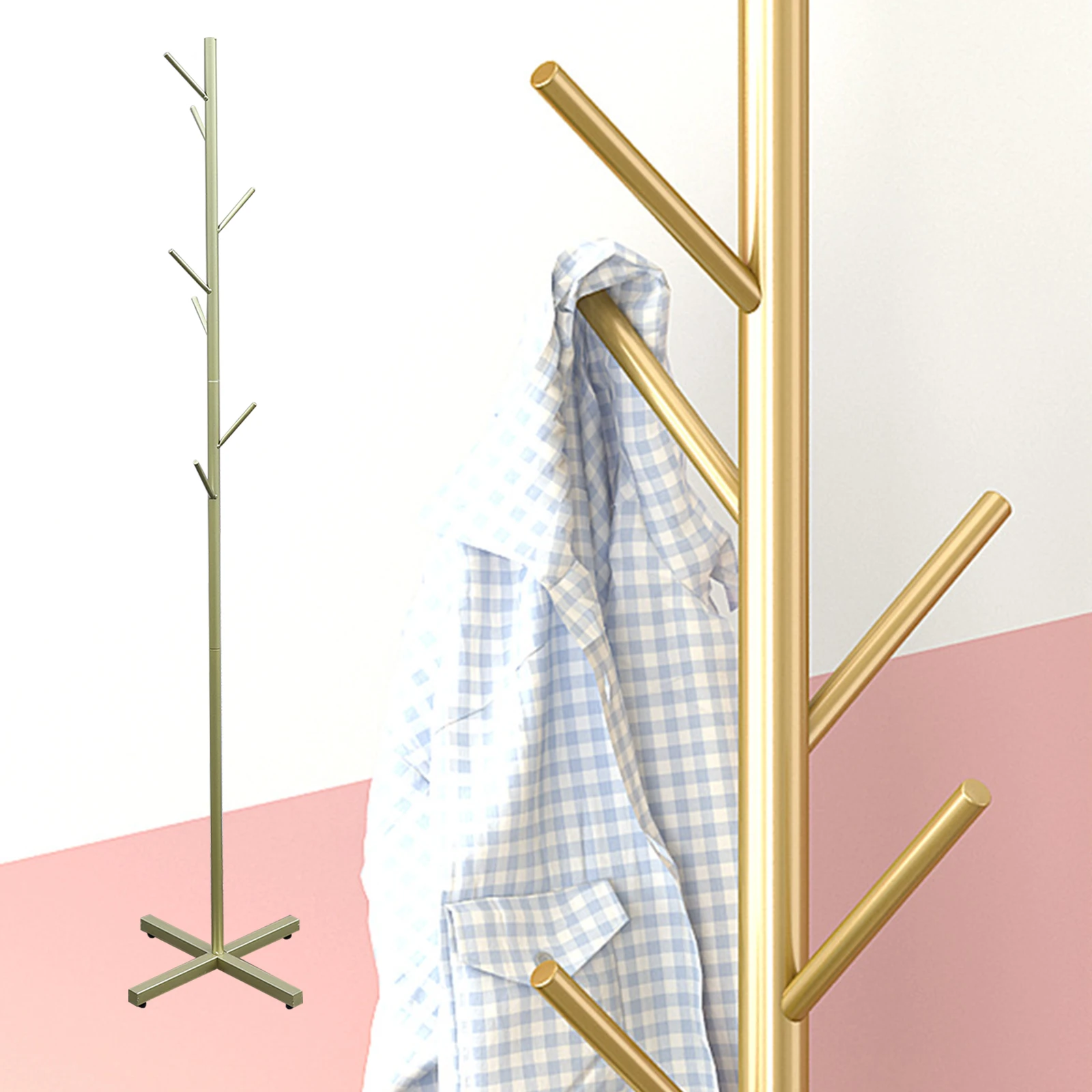 Gold Modern Metal Coat Rack Free Standing 7 Hooks Hall Tree In Corner, Hat Hanger & Coat Racks Stand Entryway Organizer
Gold Modern Metal Coat Rack Free Standing 7 Hooks Hall Tree In Corner, Hat Hanger & Coat Racks Stand Entryway Organizer