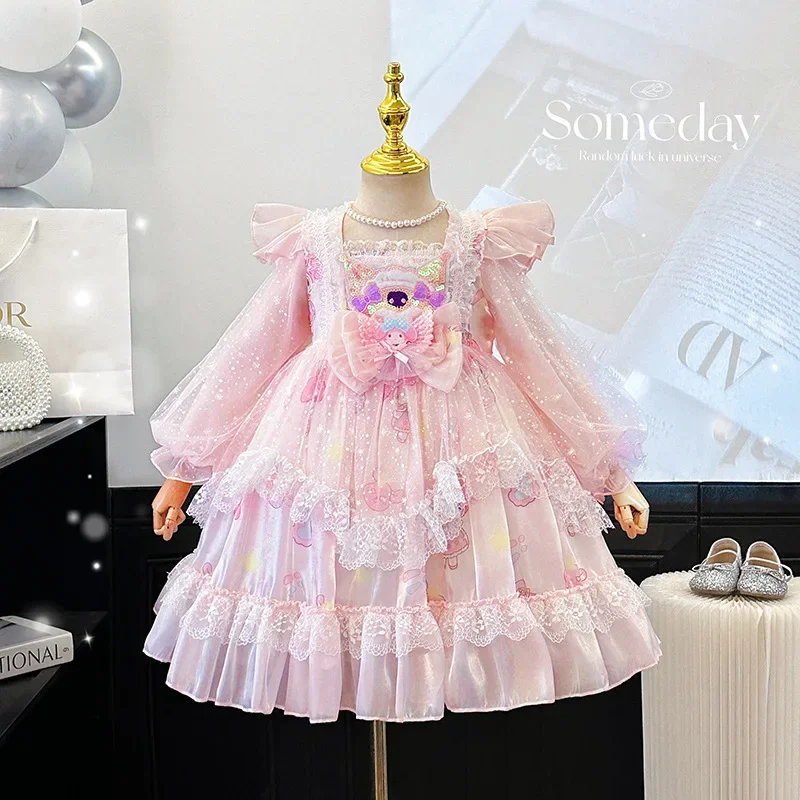 Детское платье в стиле аниме «Моя мелодия», костюм на Хэллоуин, розовая Лолита, одежда для дня рождения для девочек, платья принцессы, подарок с героями мультфильмов