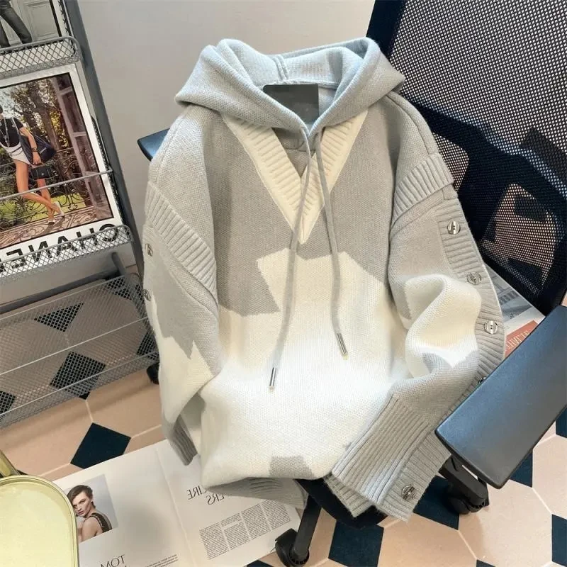 Fake Two Knitted Hoodies 2024 New Spring Autumn Sweatshirts Womens Woman Clothing Fashion Versatile Hooded Female Pullover Top
Fake Two Knitted Hoodies 2024 New Spring Autumn Sweatshirts Womens Woman Clothing Fashion Versatile Hooded Female Pullover Top