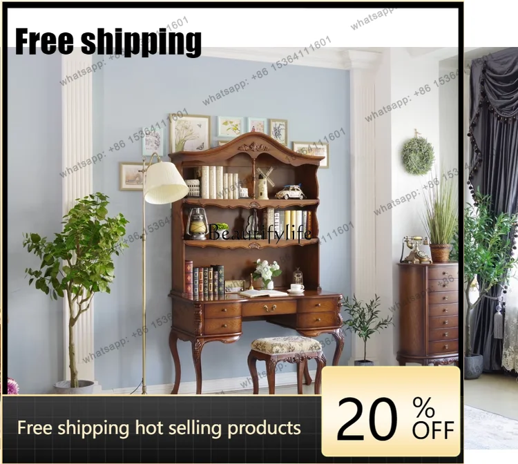 X4 American Solid Wood Desk Bookcase Integrated Desk Office Computer Desk European Style Student Single Writing
X4 American Solid Wood Desk Bookcase Integrated Desk Office Computer Desk European Style Student Single Writing