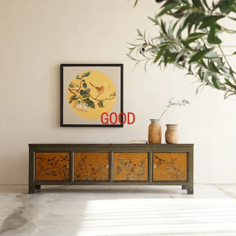 Solid wood new Chinese hand-painted Ming and Qing retro living room flower and bird storage small apartment TV cabinet
Solid wood new Chinese hand-painted Ming and Qing retro living room flower and bird storage small apartment TV cabinet