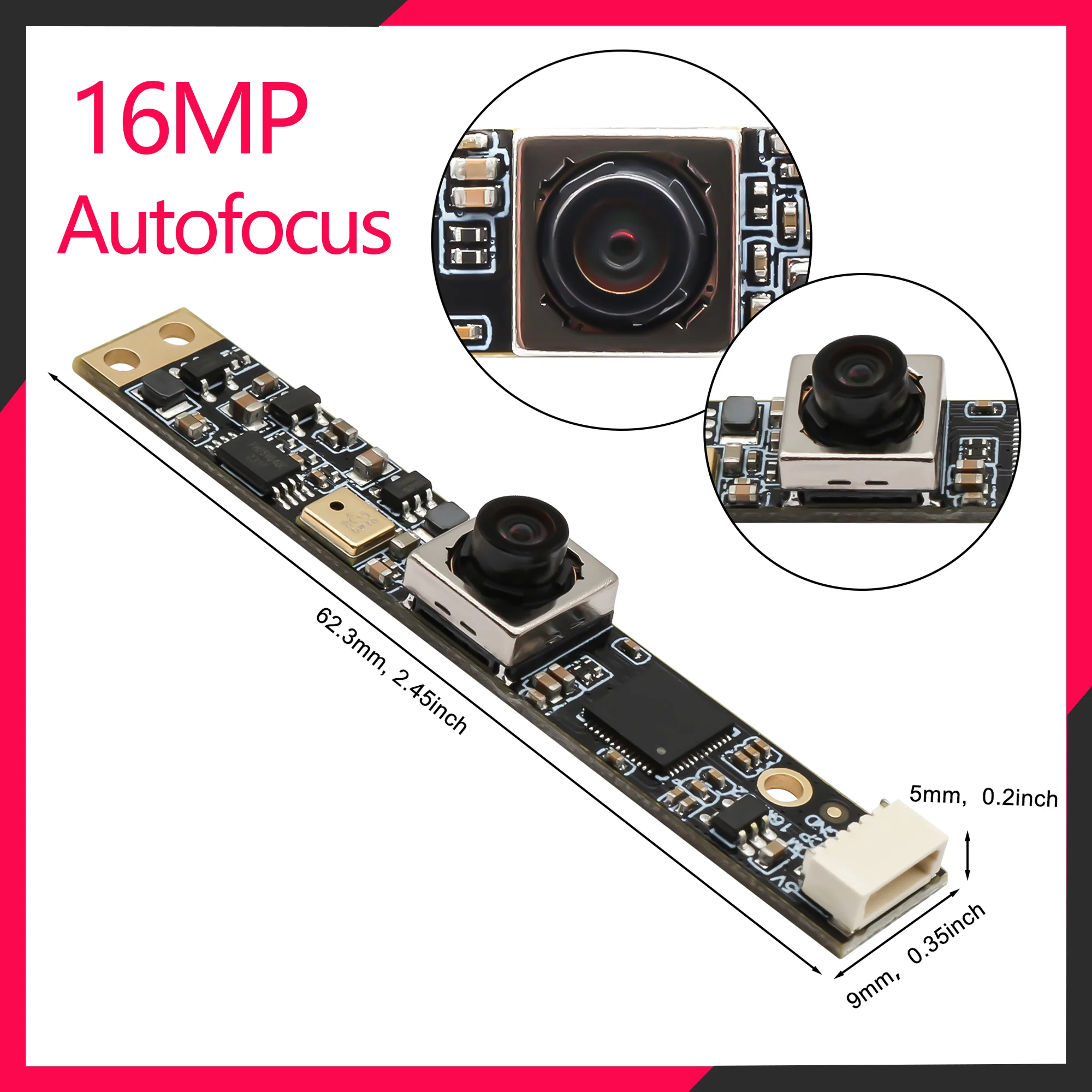 ELP 16MP Autofocus USB Camera Module Wide Angle 100Degree No Distortion Lens Industrial UVC Webcam Super Mini HD Audio Camera
ELP 16MP Autofocus USB Camera Module Wide Angle 100Degree No Distortion Lens Industrial UVC Webcam Super Mini HD Audio Camera