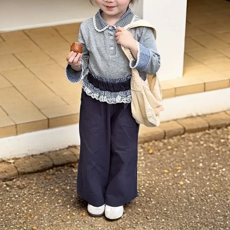 80-150cm Sweet Girl Spring and Autumn Winter Clothes Checkered Lace Collar Knitted Top Wide Leg Set Fashionable and Comfortable
80-150cm Sweet Girl Spring and Autumn Winter Clothes Checkered Lace Collar Knitted Top Wide Leg Set Fashionable and Comfortable
