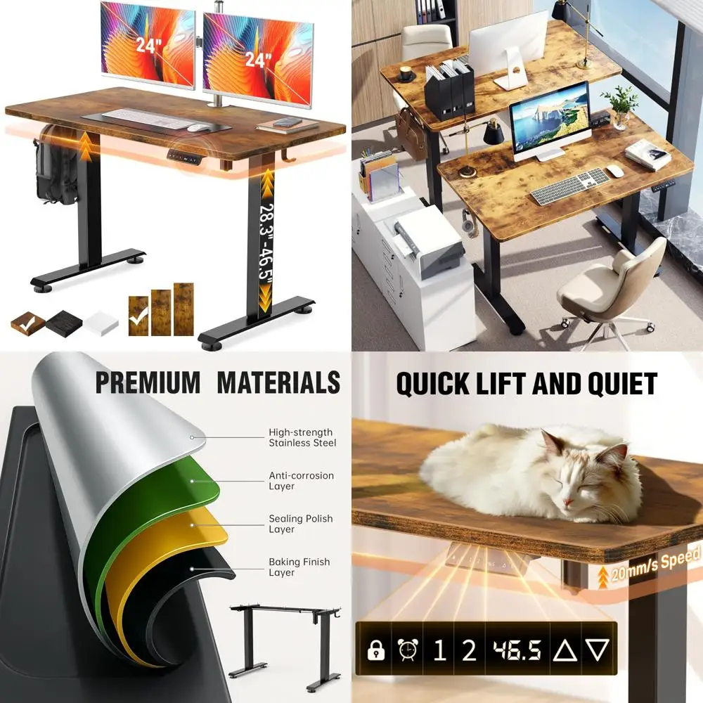 Electric Height Adjustable Standing Desk, Wood Top, Sit-Stand Desk for Home Office, Computer and Writing Table
Electric Height Adjustable Standing Desk, Wood Top, Sit-Stand Desk for Home Office, Computer and Writing Table