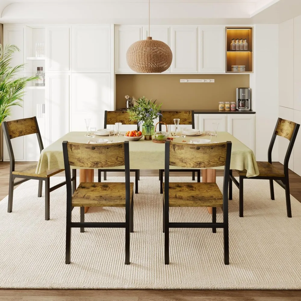 Dining Chairs Set of 6, Modern Kitchen Chairs with Ergonomic Backrest, MDF Board and Metal Legs, Dinner Chairs for Dining Room, 
Dining Chairs Set of 6, Modern Kitchen Chairs with Ergonomic Backrest, MDF Board and Metal Legs, Dinner Chairs for Dining Room,