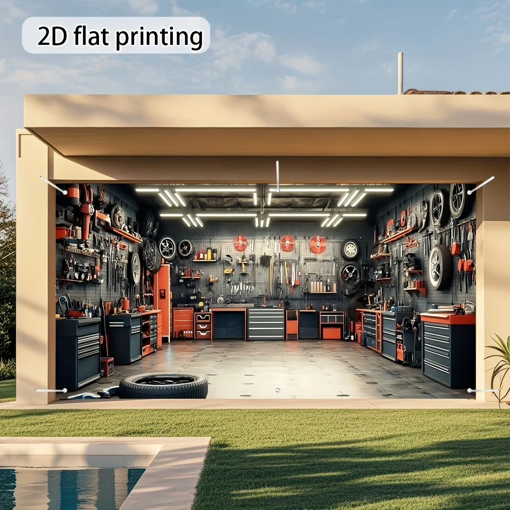 1 2D flat printing garage workshop tool banner - Bright floral theme, durable outdoor decoration realistic garage theme
1 2D flat printing garage workshop tool banner - Bright floral theme, durable outdoor decoration realistic garage theme