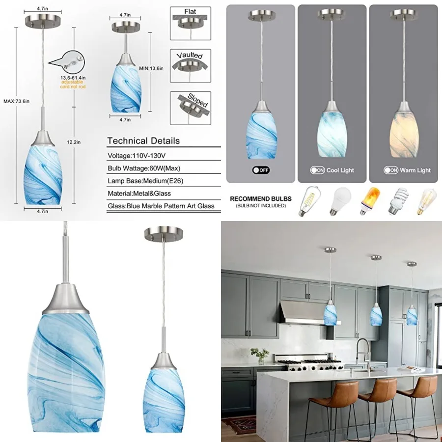 Mini Glass Pendant Light with Handblown Marble Art Oval Glass Lamp Ceiling Hanging Light 4.72" Small Chandelier for Dining Room
Mini Glass Pendant Light with Handblown Marble Art Oval Glass Lamp Ceiling Hanging Light 4.72" Small Chandelier for Dining Room