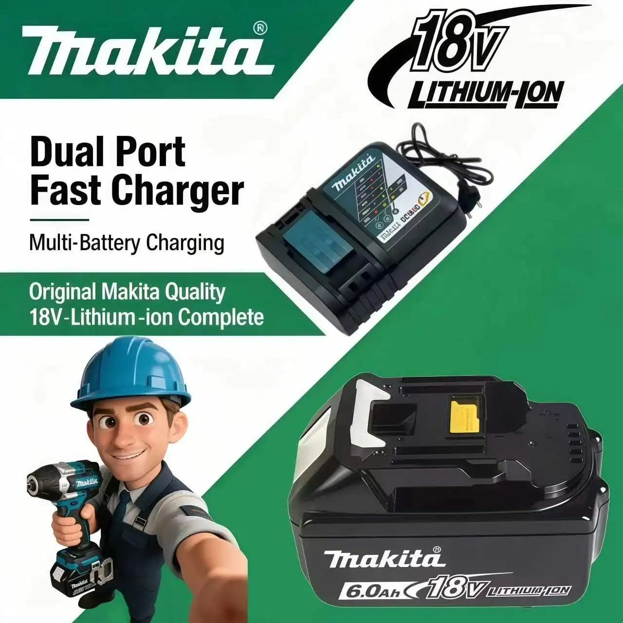 Wide Compatibility Makita 18V Battery, 6.0Ah 100% New Original Rechargeable Power Tool Battery for LXT BL1840 BL1850 BL1860B
Wide Compatibility Makita 18V Battery, 6.0Ah 100% New Original Rechargeable Power Tool Battery for LXT BL1840 BL1850 BL1860B