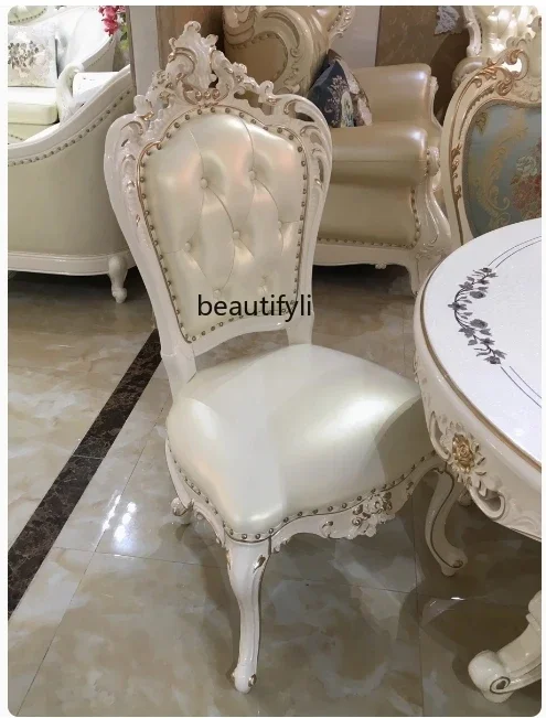 B03 European dining chair retro carved all solid wood American restaurant chair ivory white western restaurant chair
B03 European dining chair retro carved all solid wood American restaurant chair ivory white western restaurant chair