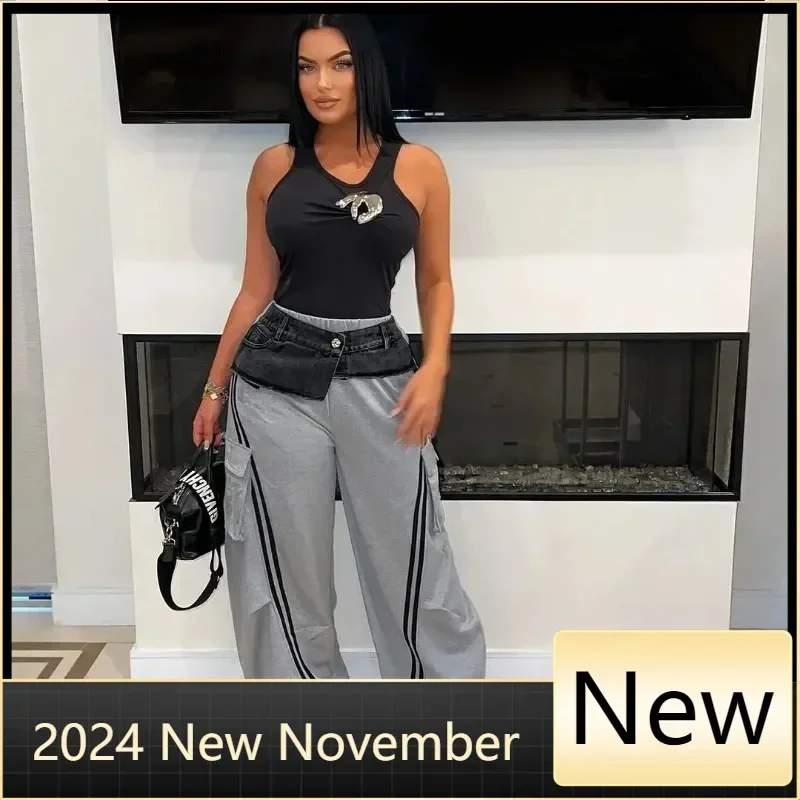 Customized Women'S Trousers Autumn Fashion Striped High Waist Denim Patchwork Loose Straight Leg Pants Casual Sport Pocket Wide
Customized Women'S Trousers Autumn Fashion Striped High Waist Denim Patchwork Loose Straight Leg Pants Casual Sport Pocket Wide