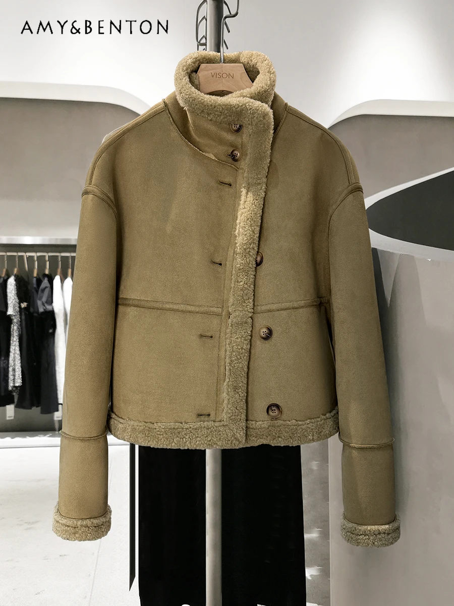 High-Grade Lamb Wool Jackets for Women Winter Thick Fur Integrated Stand Collar Single-Breasted All-Match Loose Fashion Jacket
High-Grade Lamb Wool Jackets for Women Winter Thick Fur Integrated Stand Collar Single-Breasted All-Match Loose Fashion Jacket