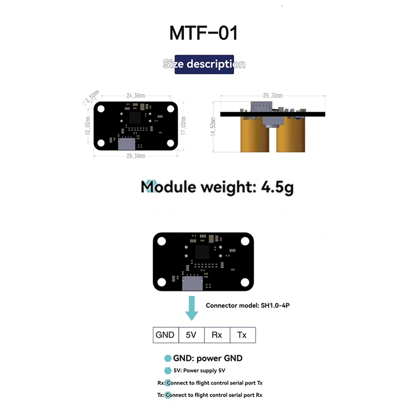 MTF-01 Micoair Optical Flow & Lidar Sensor Module UAV Positioning Module For Micolink
MTF-01 Micoair Optical Flow & Lidar Sensor Module UAV Positioning Module For Micolink