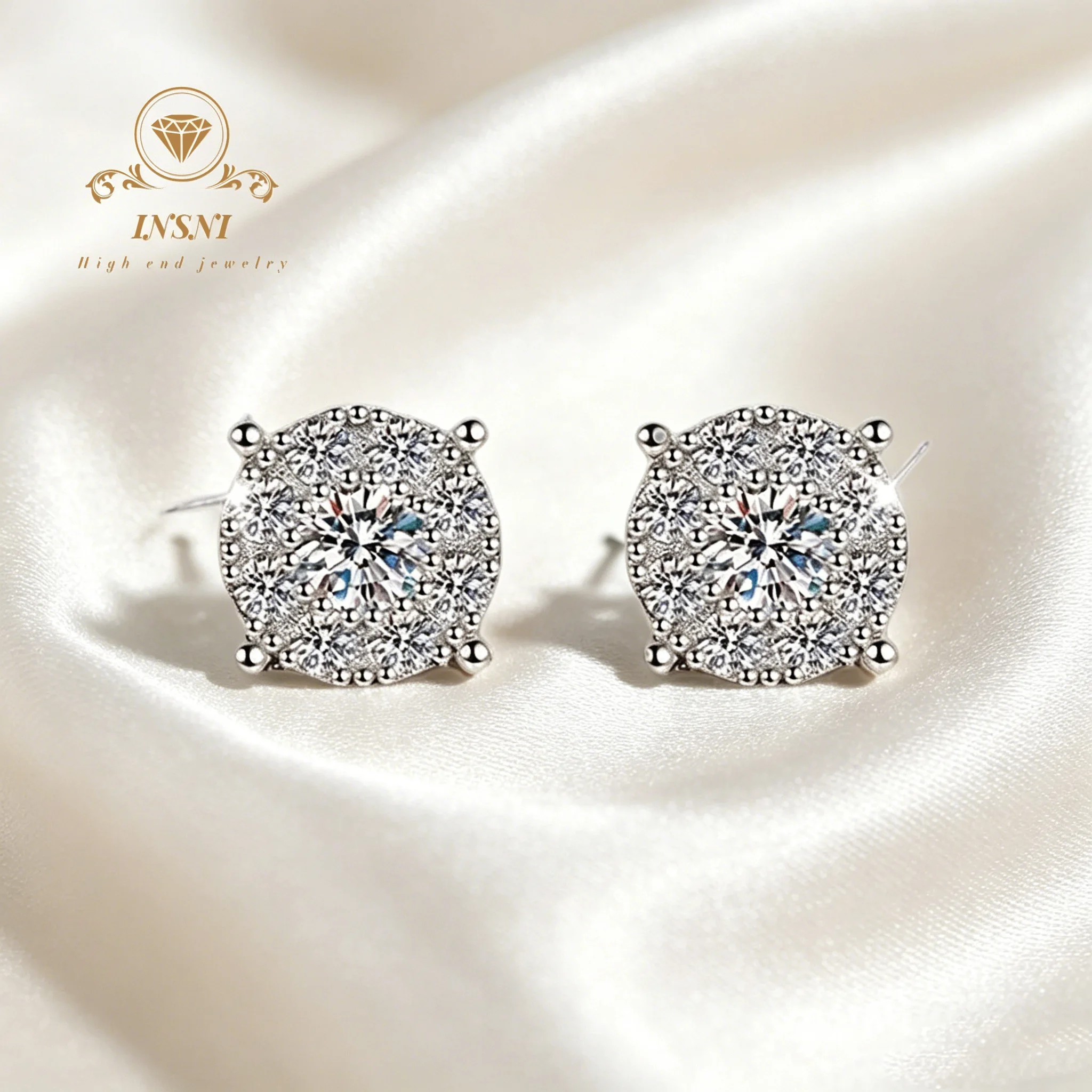 Silver Round Halo Moissanite Stud Earrings Luxury Shiny Full Pave Earrings Minimalist Hypoallergenic Fine Jewelry Gift For Her
Silver Round Halo Moissanite Stud Earrings Luxury Shiny Full Pave Earrings Minimalist Hypoallergenic Fine Jewelry Gift For Her