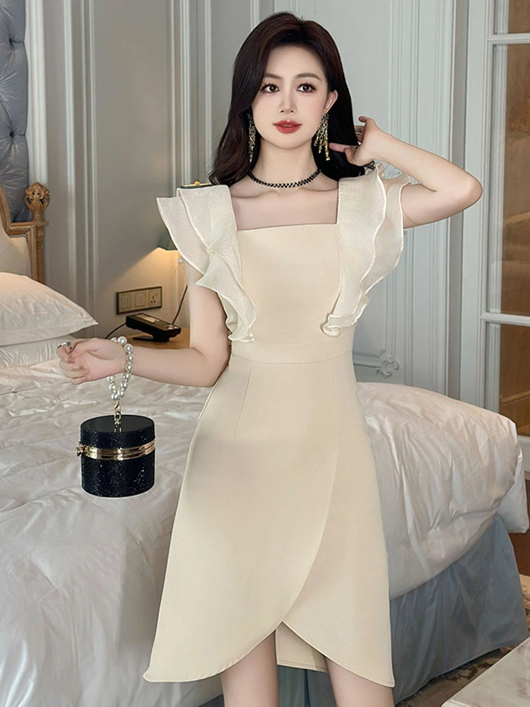 Women's Holiday Midi Dress French Elegant Sexy Ruffles Flying Sleeve Slit BUD Gown Femme Banquet Clothes Party Street Vestidos
Women's Holiday Midi Dress French Elegant Sexy Ruffles Flying Sleeve Slit BUD Gown Femme Banquet Clothes Party Street Vestidos