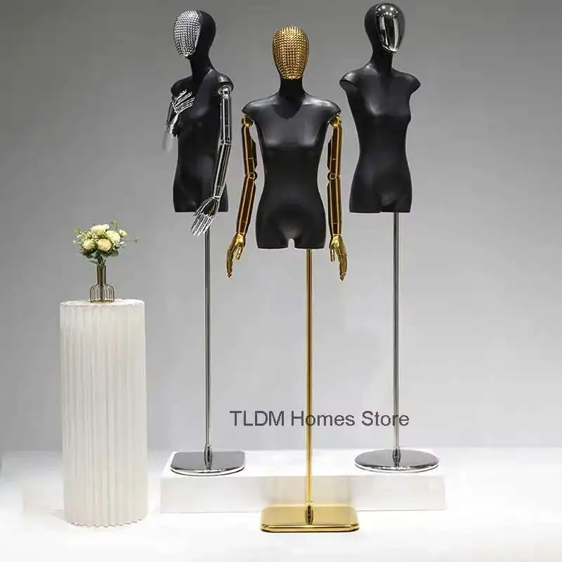 PU Black Bust Mannequins Clothing Store Female Mannequin with Electroplated Head and Hand Iron Frame for Window Display Stand
PU Black Bust Mannequins Clothing Store Female Mannequin with Electroplated Head and Hand Iron Frame for Window Display Stand