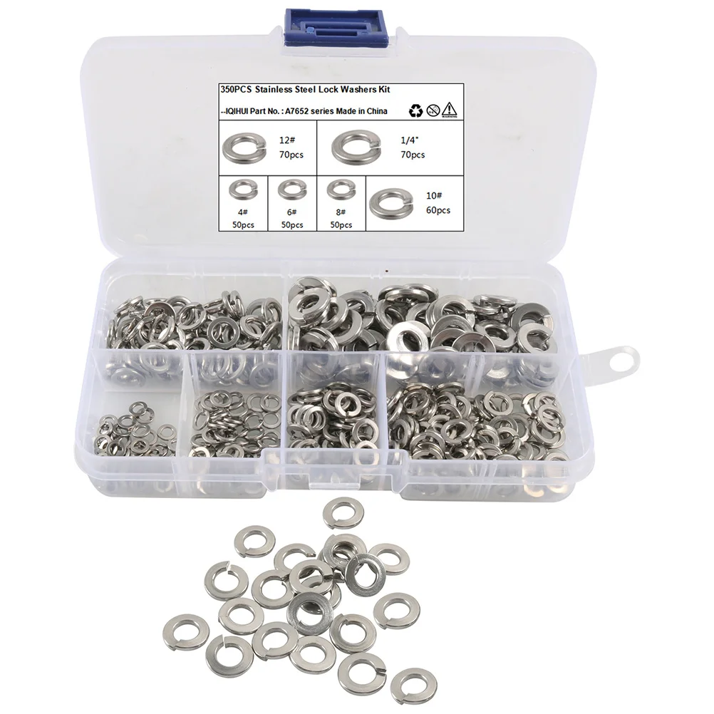 350 Pcs Stainless Steel Spring Washer Set Silver Flat Lock Gaskets Assorted Sizes Screw Fasteners General Repair Kit
350 Pcs Stainless Steel Spring Washer Set Silver Flat Lock Gaskets Assorted Sizes Screw Fasteners General Repair Kit