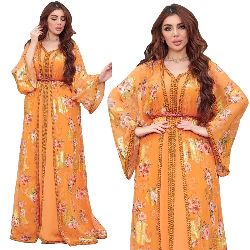 2 Piecess Set 2025 Spring Fall Middle Eastern Women Orange Floral Pattern Embroidery Long Chiffon Dress , Woman Muslins Dresses
2 Piecess Set 2025 Spring Fall Middle Eastern Women Orange Floral Pattern Embroidery Long Chiffon Dress , Woman Muslins Dresses