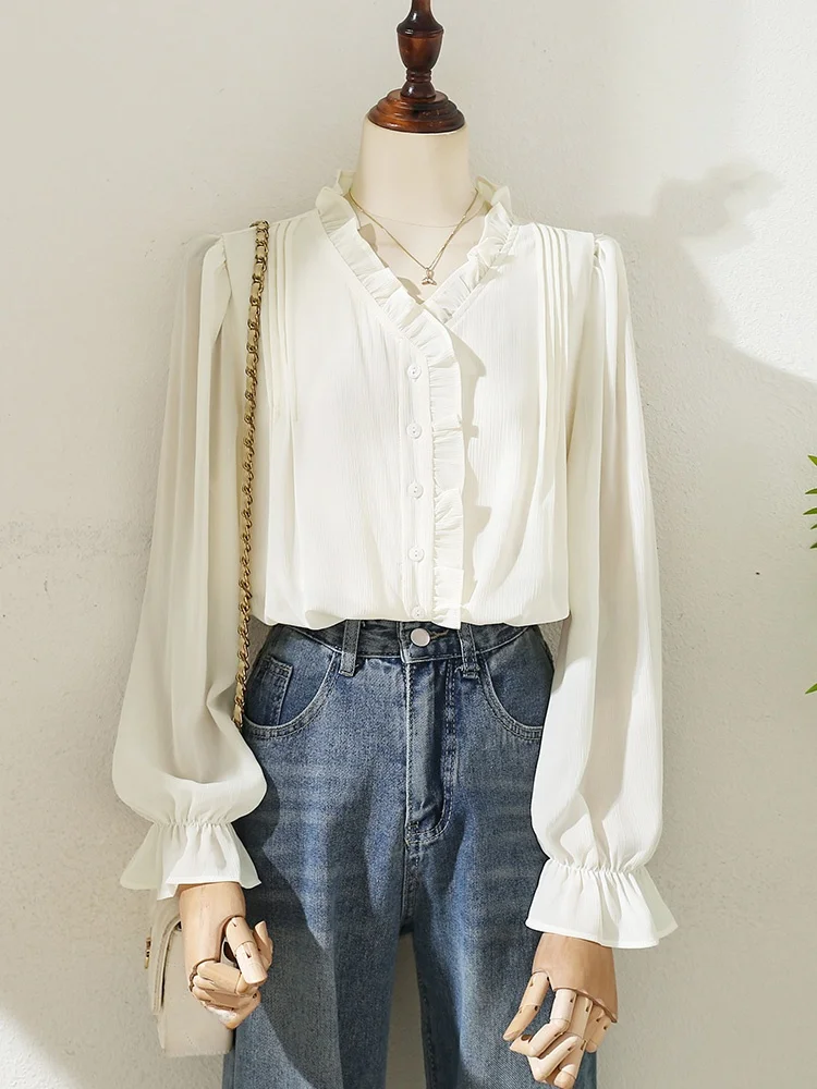 Женская шифоновая блузка Bell Sve Long Sve Spring Autumn New Sle Wooden Ear Long Sve Blouse Pure Color
Женская шифоновая блузка Bell Sve Long Sve Spring Autumn New Sle Wooden Ear Long Sve Blouse Pure Color